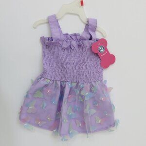 (#107) Furever Friends Pet Apparel Dog Summer Butterfly Dress size Small